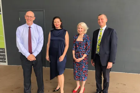 CDU Director of Research and Innovation Steve Rogers, CRCNA CEO Anne Stünzner, JCU Vice Chancellor Professor Sandra Harding and CQUniversity Vice Chancellor Professor Nick Klomp at the launch in Townsville.